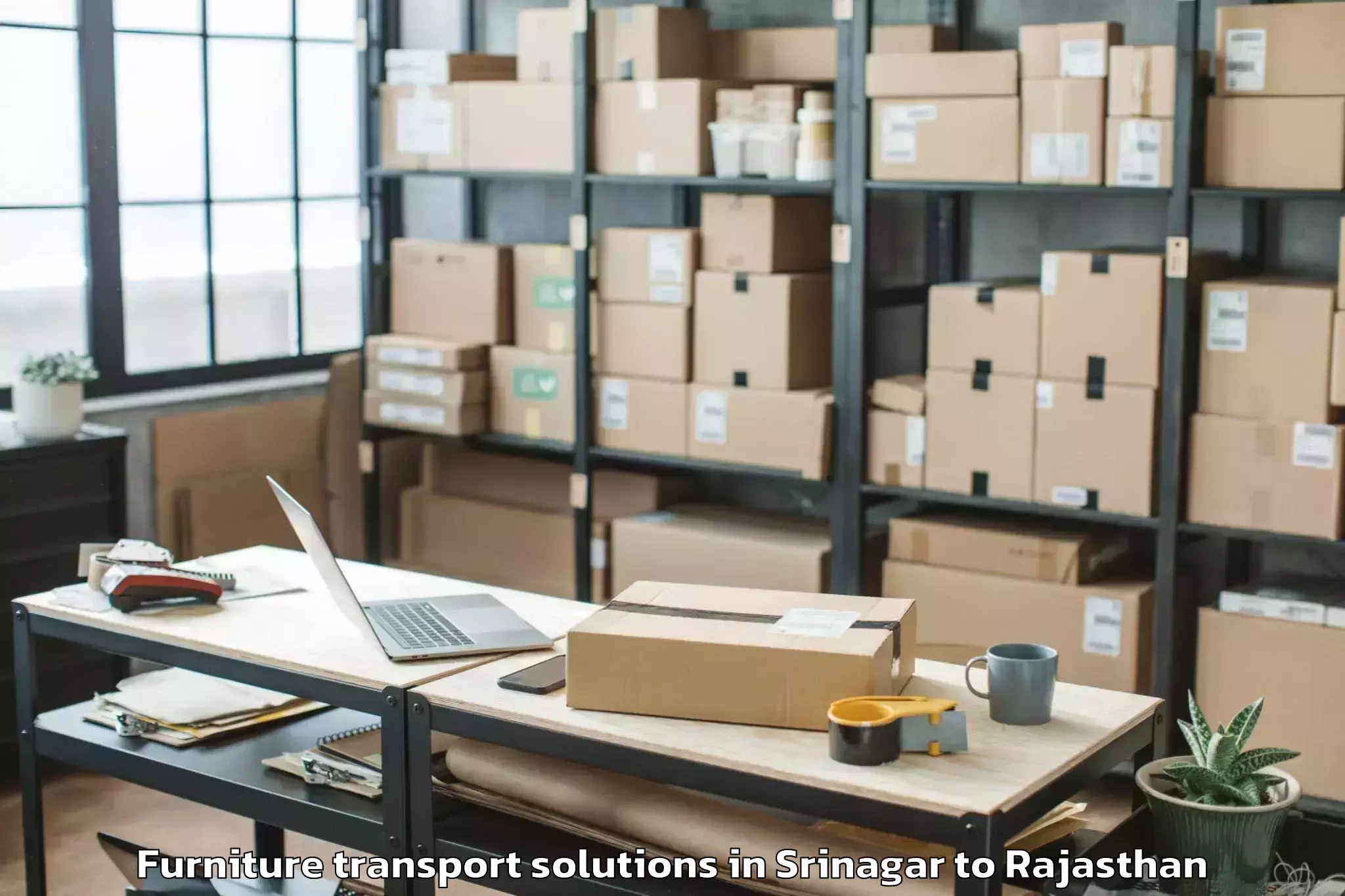 Reliable Srinagar to Sawai Madhopur Furniture Transport Solutions